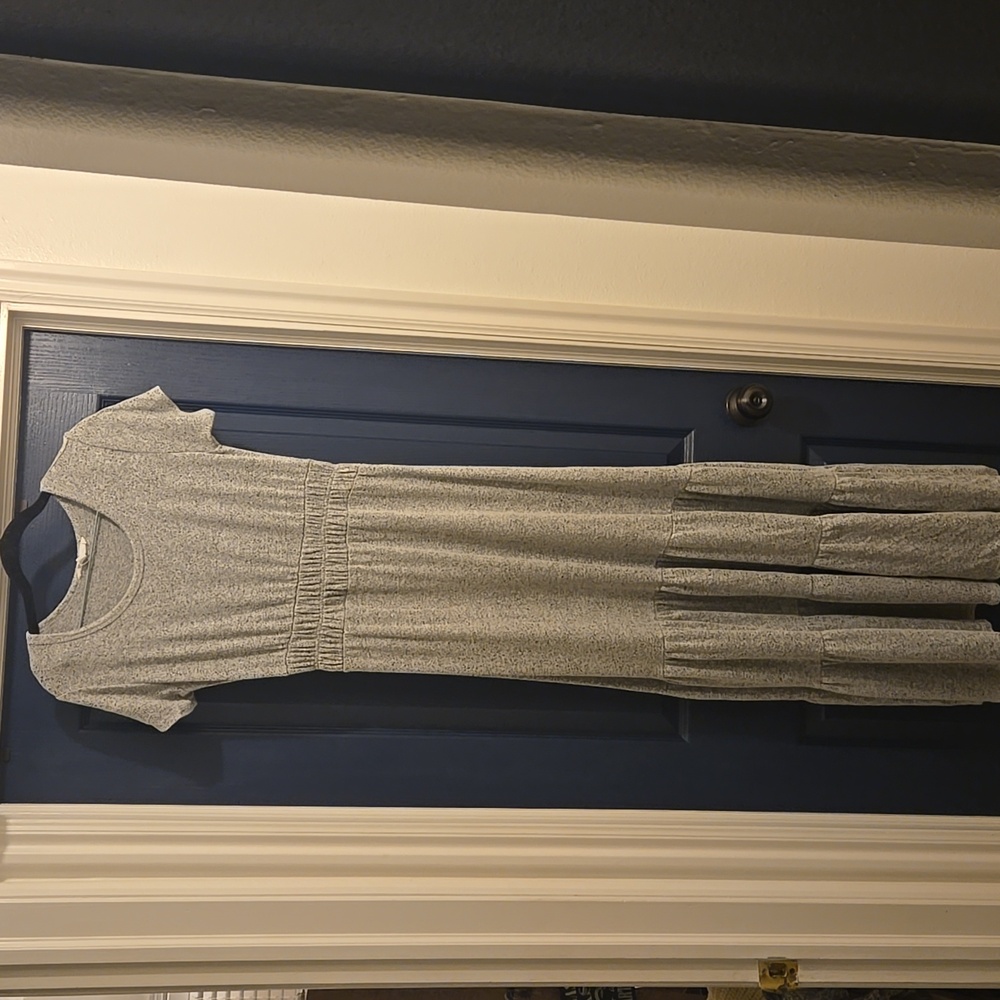 Small Heathered Gray Smocked Tiered Knit Dress